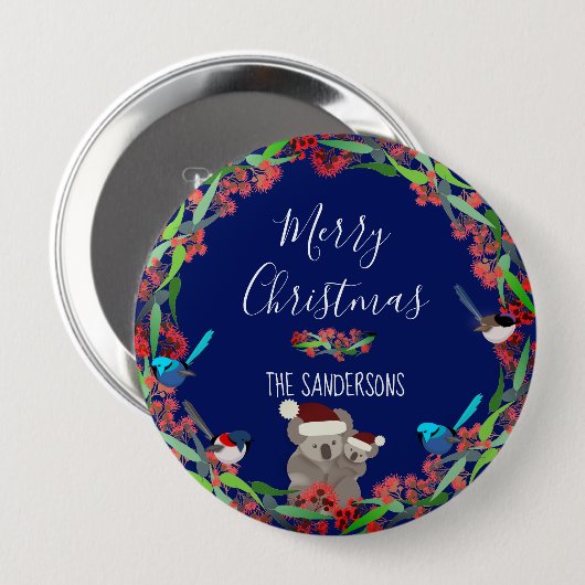 Australische Weihnachten Button (Vorne & Hinten)