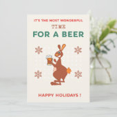 Australische Weihnachtskarten Funny Aussie Beer Feiertagskarte (Stehend Vorderseite)