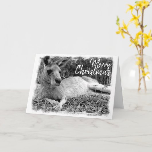 Australische Weihnachtskarten - Kangaroo Karte (Gelbe Blume)