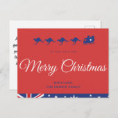 Australische Weihnachtskarten Kangaroo Sleigh Postkarte (Vorne/Hinten)