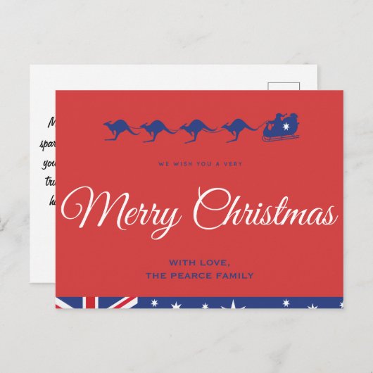 Australische Weihnachtskarten Kangaroo Sleigh Postkarte (Vorne/Hinten)