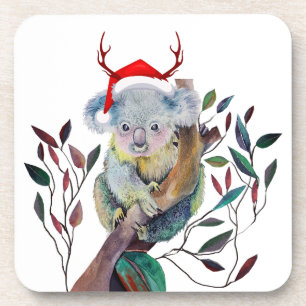Australische Weihnachtskoala Weihnachtsmannmütze R Getränkeuntersetzer