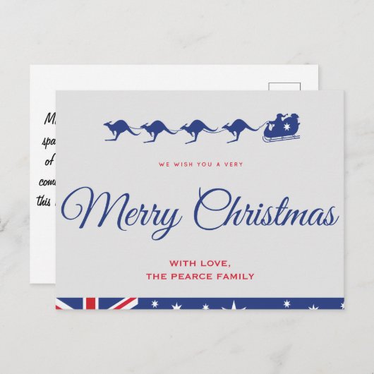 Australische Weihnachtspostkarten Flag Kangaroo Me Postkarte (Vorne/Hinten)