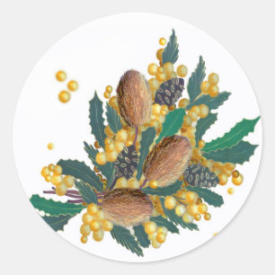 Australische Wildblumen - Banksia Runder Aufkleber