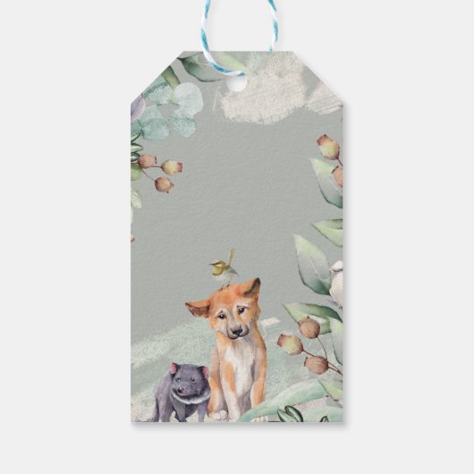 Australische Wildtiere Rustikale Gründusche Geschenkanhänger (Rückseite)