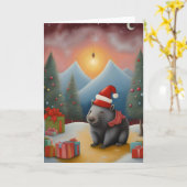 Australische Wombat Weihnachten Karte (Gelbe Blume)