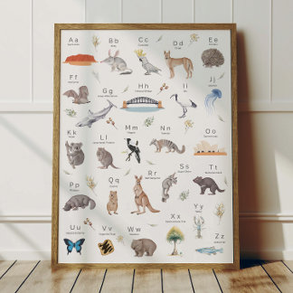 Australischer Alphabet-ABC-Plakat für Kinderzimmer Poster