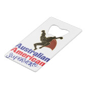 Australischer Amerikaner Superhero Geldbeutel Flaschenöffner (Rückseite Schrägansicht)