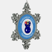Australischer Angel Hanukkah-Flagge Personalisiert Schneeflocken Zinn-Ornament (Links)