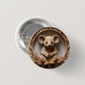 Australischer Baumhugger: Koala Bärenholz Print Button (Vorne & Hinten)