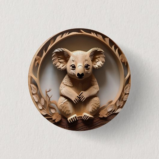 Australischer Baumhugger: Koala Bärenholz Print Button (Vorderseite)