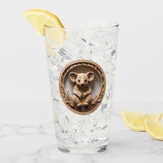Australischer Baumhugger: Koala Bärenholz Print Glas (Vorderseite Ice)