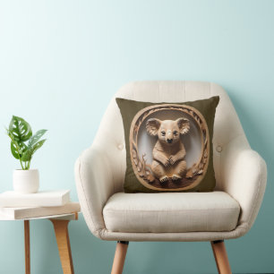 Australischer Baumhugger: Koala Bärenholz Print Kissen
