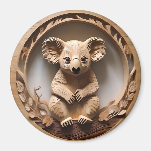 Australischer Baumhugger: Koala Bärenholz Print Magnet (Vorne)