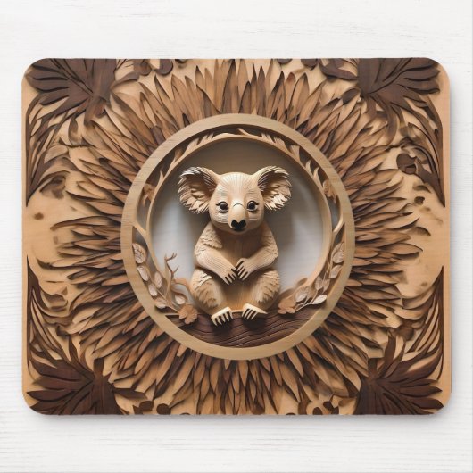 Australischer Baumhugger: Koala Bärenholz Print Mousepad (Vorne)