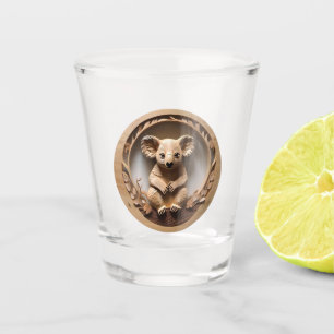 Australischer Baumhugger: Koala Bärenholz Print Schnapsglas