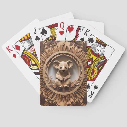 Australischer Baumhugger: Koala Bärenholz Print Spielkarten (Rückseite)