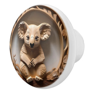 Australischer Baumumarmer: Koala Bär Holz Druck Keramikknauf