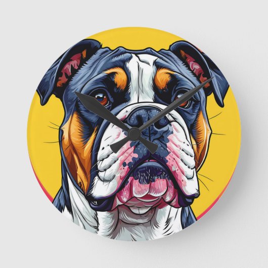 Australischer Bulldog Runde Wanduhr (Vorderseite)