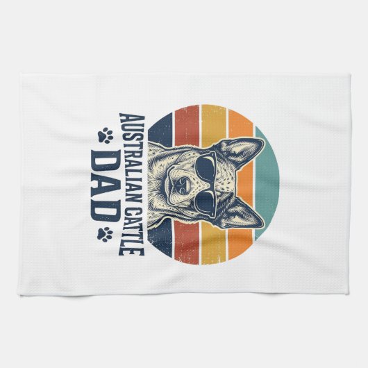 Australischer Cattle Dog Vater Vintage Sonnenunter Geschirrtuch (Horizontal)