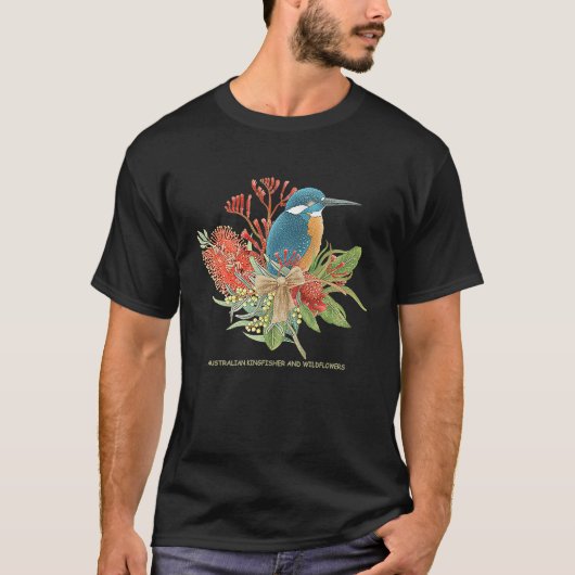 Australischer Eisvogel und Wildblumen T-Shirt (Vorderseite)