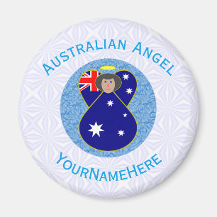 Australischer Engel Blau Weiß Personalisiert Magnet