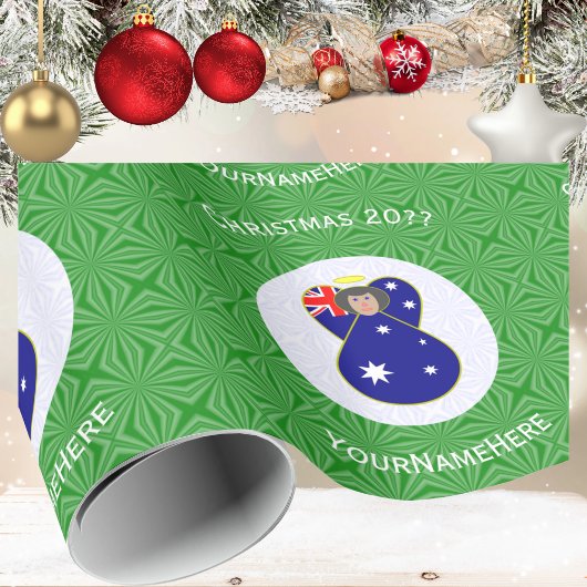 Australischer Flaggen - Angel Personalisiert Geschenkpapier
