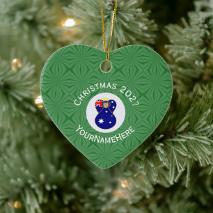 Australischer Flaggen-Weihnachtsengel Name Jahr He Keramik Ornament
