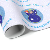 Australischer Flaggenengel im blauen Kreis auf Wei Geschenkpapier (Rolleneckpunkt)