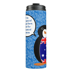 Australischer Flaggentag Frau Pinguin Sprechen Thermosbecher