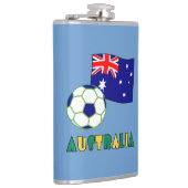 Australischer Fußball-Ball und Flaggenblau-Hinterg Flachmann (Rechts)