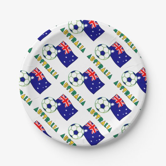 Australischer Fußballball und Flaggengeflecht Pappteller (Vorderseite)