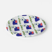 Australischer Fußballball und Flaggengeflecht Pappteller (Schrägansicht)