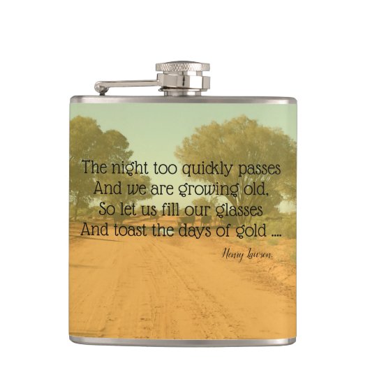 Australischer Henry Lawson Zitat Trinkflasche Flachmann (Vorderseite)