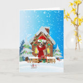 Australischer Hirte im Schnee mit Weihnachtsgesche Karte (Gelbe Blume)