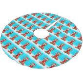 Australischer Hirte im Schnee mit Weihnachtsgesche Polyester Weihnachtsbaumdecke (Schrägansicht)