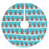 Australischer Hirte im Schnee mit Weihnachtsgesche Polyester Weihnachtsbaumdecke (Vorderseite)