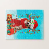 Australischer Hirte im Schnee mit Weihnachtsgesche Puzzle (Horizontal)