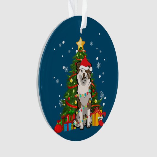 Australischer Hirte Santa Christmas Tree Light Ornament (Vorderseite)