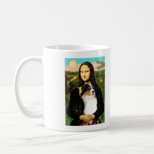 Australischer Hirte (Tri) von Mona Lisa Kaffeetasse (Links)