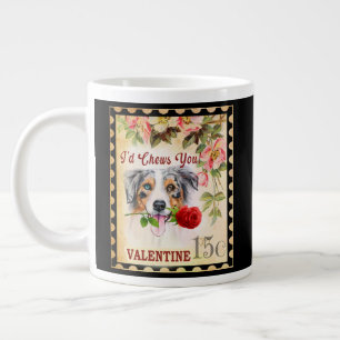 Australischer Hirte Vintag Valentine mit Rose Jumbo-Tasse