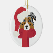 Australischer Hirte Weihnachtsschmuck. Snow Keramik Ornament (Rechts)