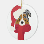 Australischer Hirte Weihnachtsschmuck. Snow Keramik Ornament (Links)