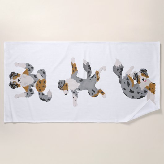 Australischer Hirte Yoga Pose Strandtuch (Vorderseite)