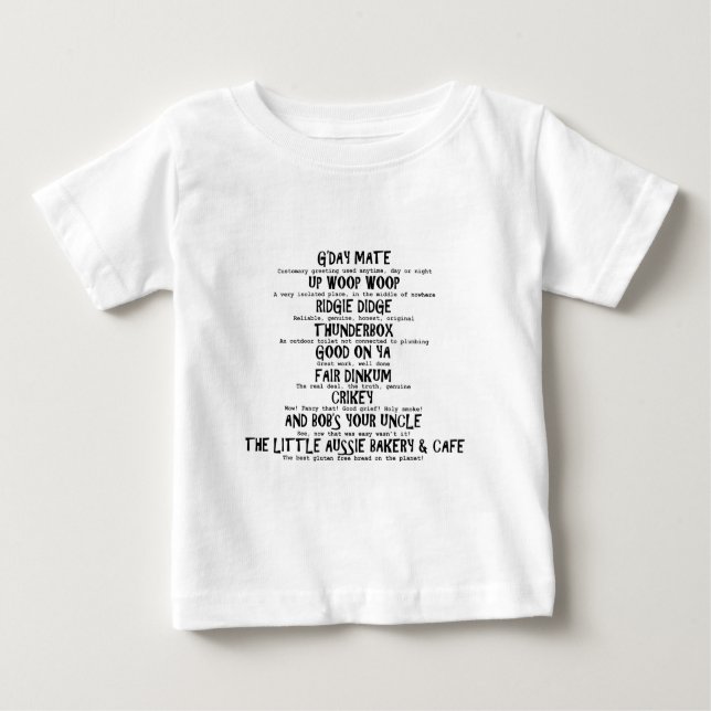 Australischer Jargon Baby T-shirt (Vorderseite)