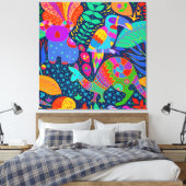 Australischer Jungle Parrot Kangaroo Koala Leinwanddruck (Insitu (Schlafzimmer))
