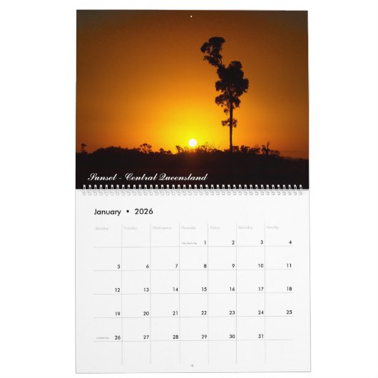 Australischer Kalender für Sonnenuntergänge 2018 (Jan 2026)