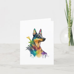 Australischer Kelpie Dog in Watercolor & Pen Feiertagskarte