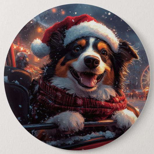 Australischer Kelpie Dog Roller Untersetzer Weihna Button (Vorderseite)