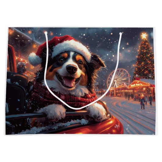 Australischer Kelpie Dog Roller Untersetzer Weihna Große Geschenktüte (Vorderseite)